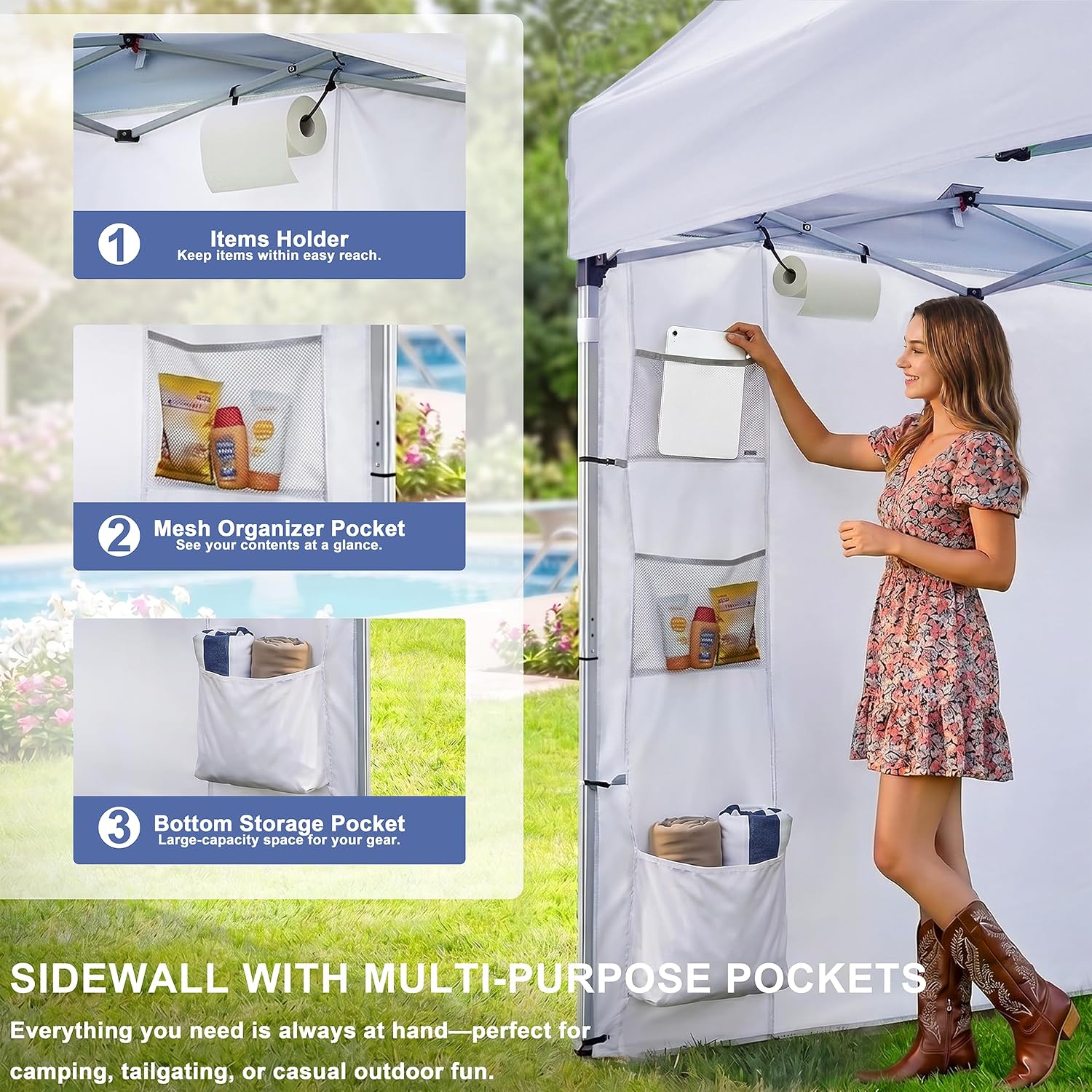 SANWAY 10x10 Pop Up Canopy Tent with Sidewall, Vendor Booth Shelter