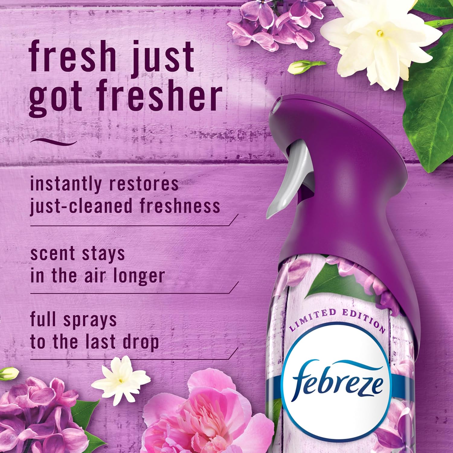 Febreze Air Mist, Air Freshener Spray, Odor Fighting Room Spray, Deodorizer for Home Bathroom Kitchen Office Apartment Dorm Room Classroom, Lilac Sunrise Scent, 8.1oz (Pack of 3)