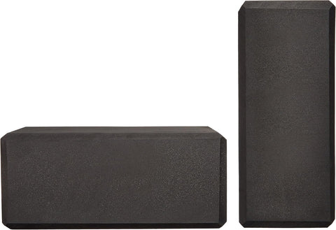 Amazon Basics Non-Slip Yoga Blocks, Set of 2, Deepen Poses, 4" x 9" x 6", Black