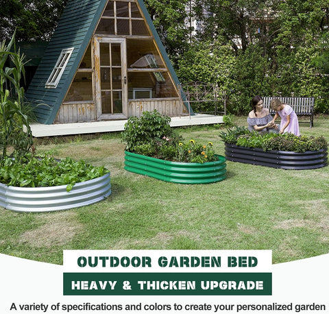 Land Guard Galvanized Raised Garden Bed Kit, 6×3×1ft Raised Garden Boxes Outdoor, Oval Metal Raised Garden Beds for Vegetables...