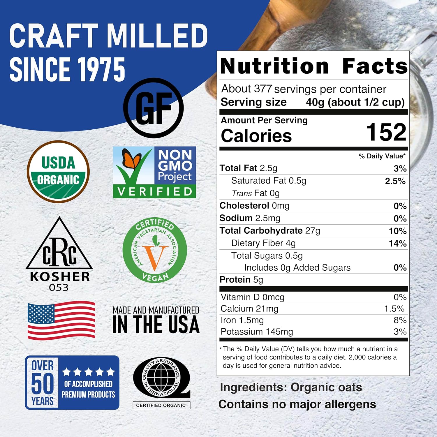 Great River Milling Organic Extra Thick Rolled Oats, 25 lb
