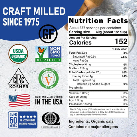 Great River Milling Organic Extra Thick Rolled Oats, 25 lb