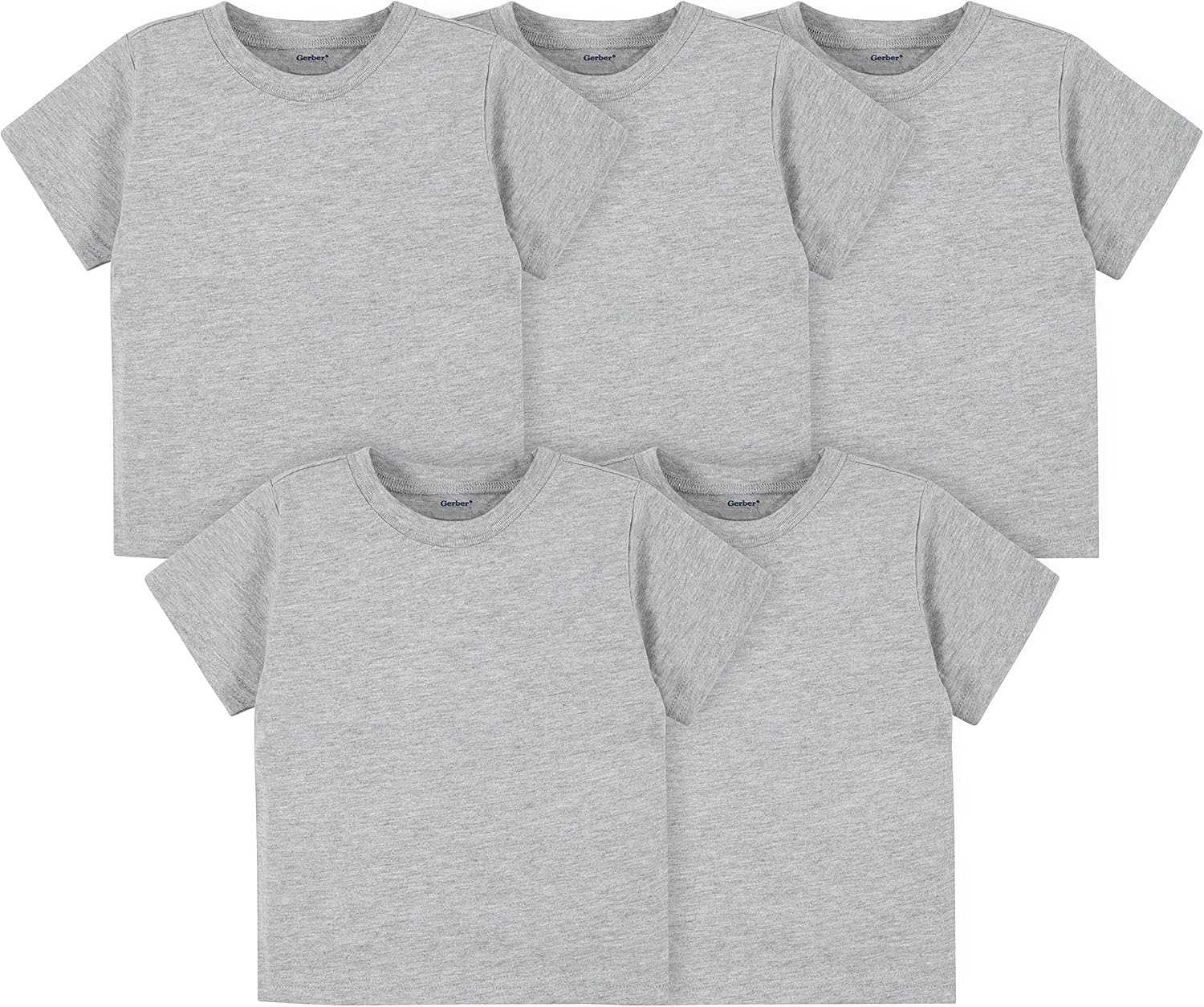 Gerber Baby & Toddler 5-Pack Solid Short Sleeve T-Shirts Jersey 160 GSM