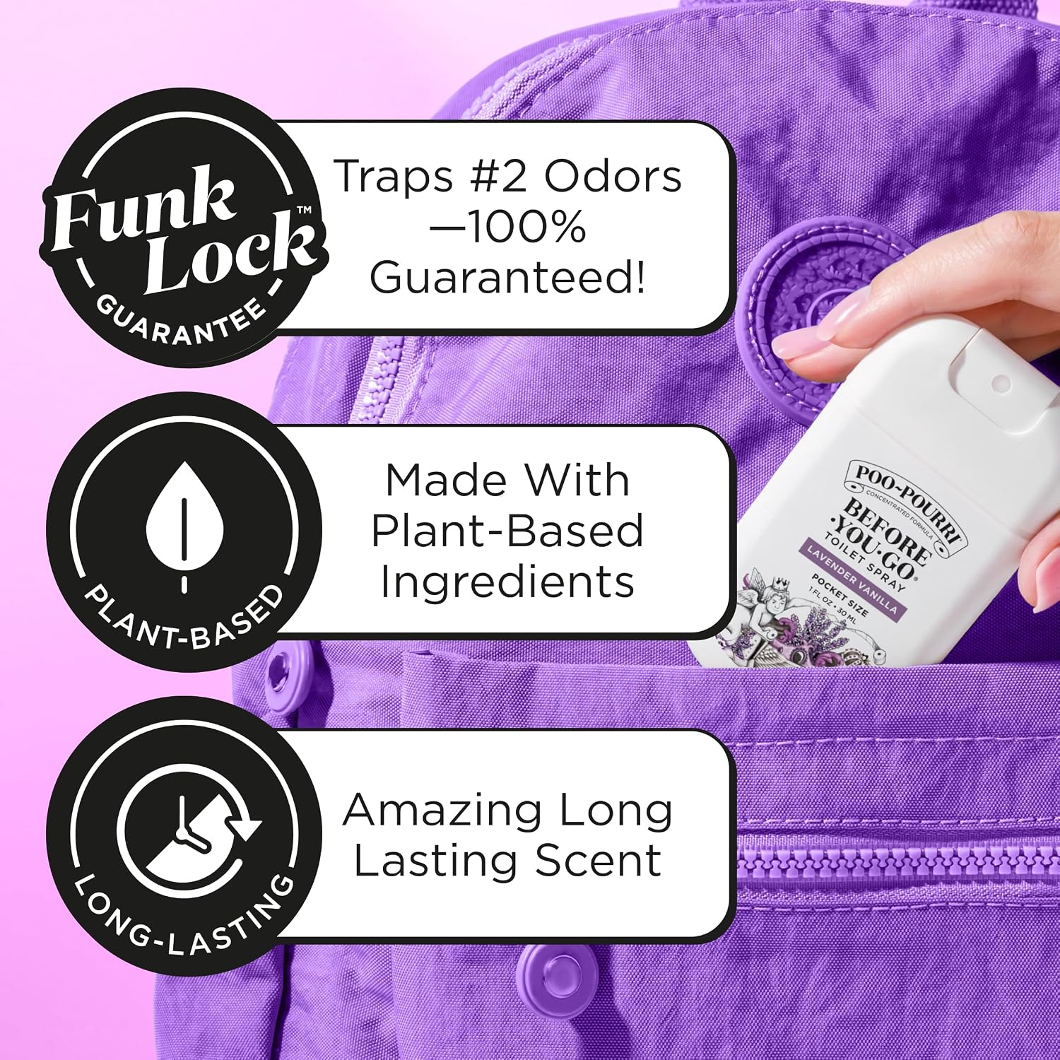 Poo-Pourri Before-You-Go Pocket Toilet Spray, Travel Essentials, Lavender Vanilla, 1 Fl Oz, Up to 50 Uses, On-The-Go Bathroom Odor Deodorizer with Essential Oils, TSA Approved Size