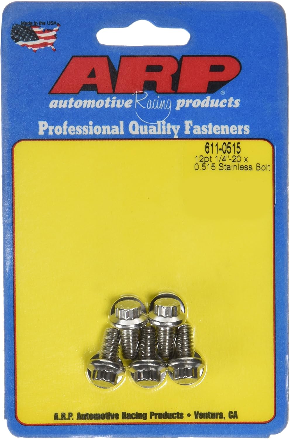 ARP 6110515 Stainless Steel 1/4-20 12-Point Bolts - Pack of 5