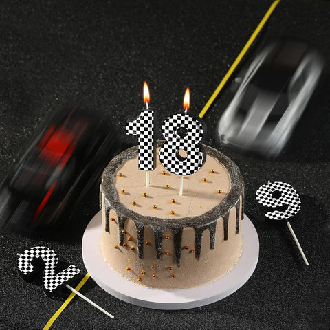 PHD CAKE 2.76 Inch Number 4 Racing Birthday Candles, Cool Racing Themed Number Candles, Cake Number Candles, Party Celebration, Style Candle