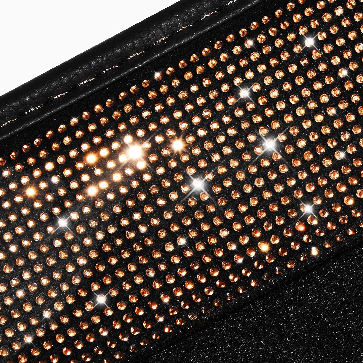 CAR PASS Bling Diamond Car Floor Mats, Shining Rhinestone Carpet Sparkly Glitter Crystal with Anti-Slip PVC Heel Pad Waterproof Universal Fit Automotive SUV,Sedan,Van,Cute Girl Women,4pcs Golden