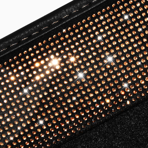 CAR PASS Bling Diamond Car Floor Mats, Shining Rhinestone Carpet Sparkly Glitter Crystal with Anti-Slip PVC Heel Pad Waterproof Universal Fit Automotive SUV,Sedan,Van,Cute Girl Women,4pcs Golden