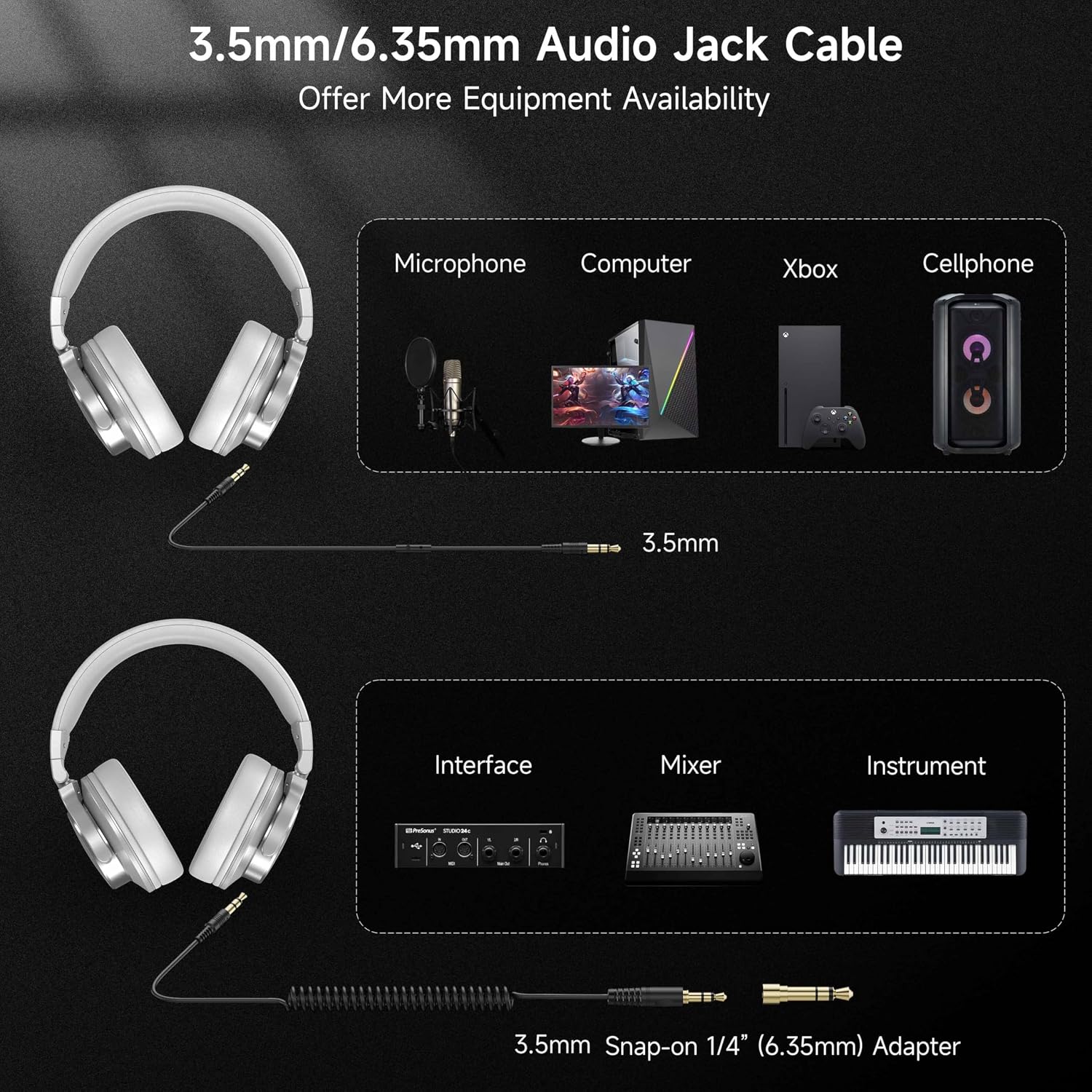 Wired Headphones, Over Ear Headphones for Studio Monitor & Mixing DJ