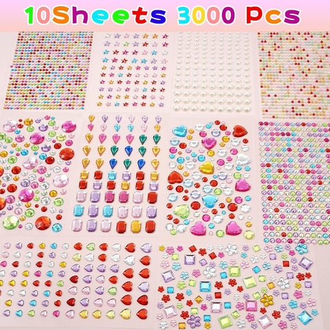 3528 PCS Gem Stickers,Self Adhesive Scrapbook Supplies Rhinestones Crafts