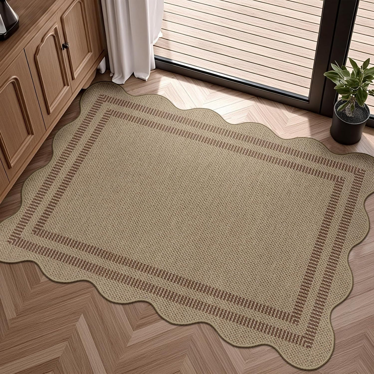 Easy Jute Outdoor Mats for Front Door, 2x3 Small Washable Kitchen Rugs, Farmhouse Brown Throw Rug Non Slip Indoor Outdoor Carpet for Entryway Porch Foyer