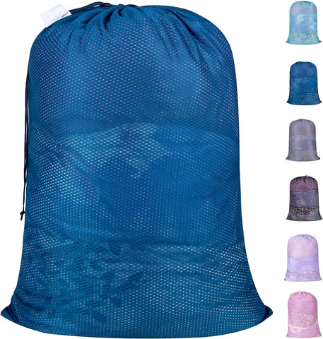 Polecasa Heavy Duty Diamond Mesh Laundry Bag, 24x36", Blue