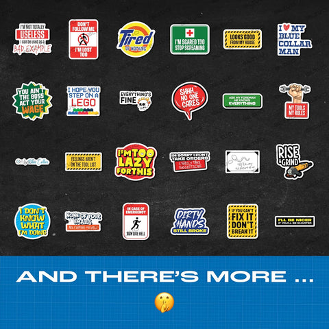 200 PCS Hard Hat Stickers for Adults (No Duplicates) Sarcastic, Meme, & Funny Stickers for Water Bottles, Toolbox, Helmet, & Hard Hat Accessories – Ideal for All Blue Collar Workers