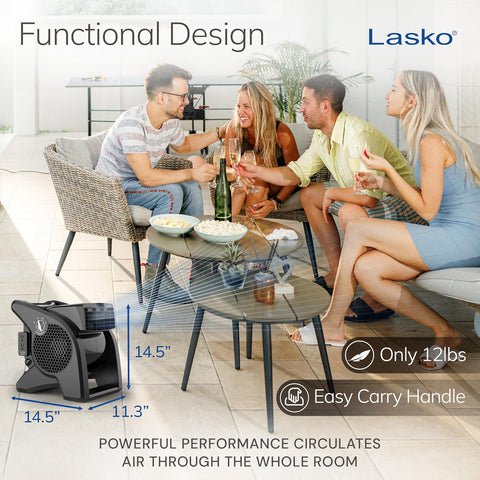 Lasko High Velocity Portable Pivoting Blower Fan - 15" - U15617 - Black