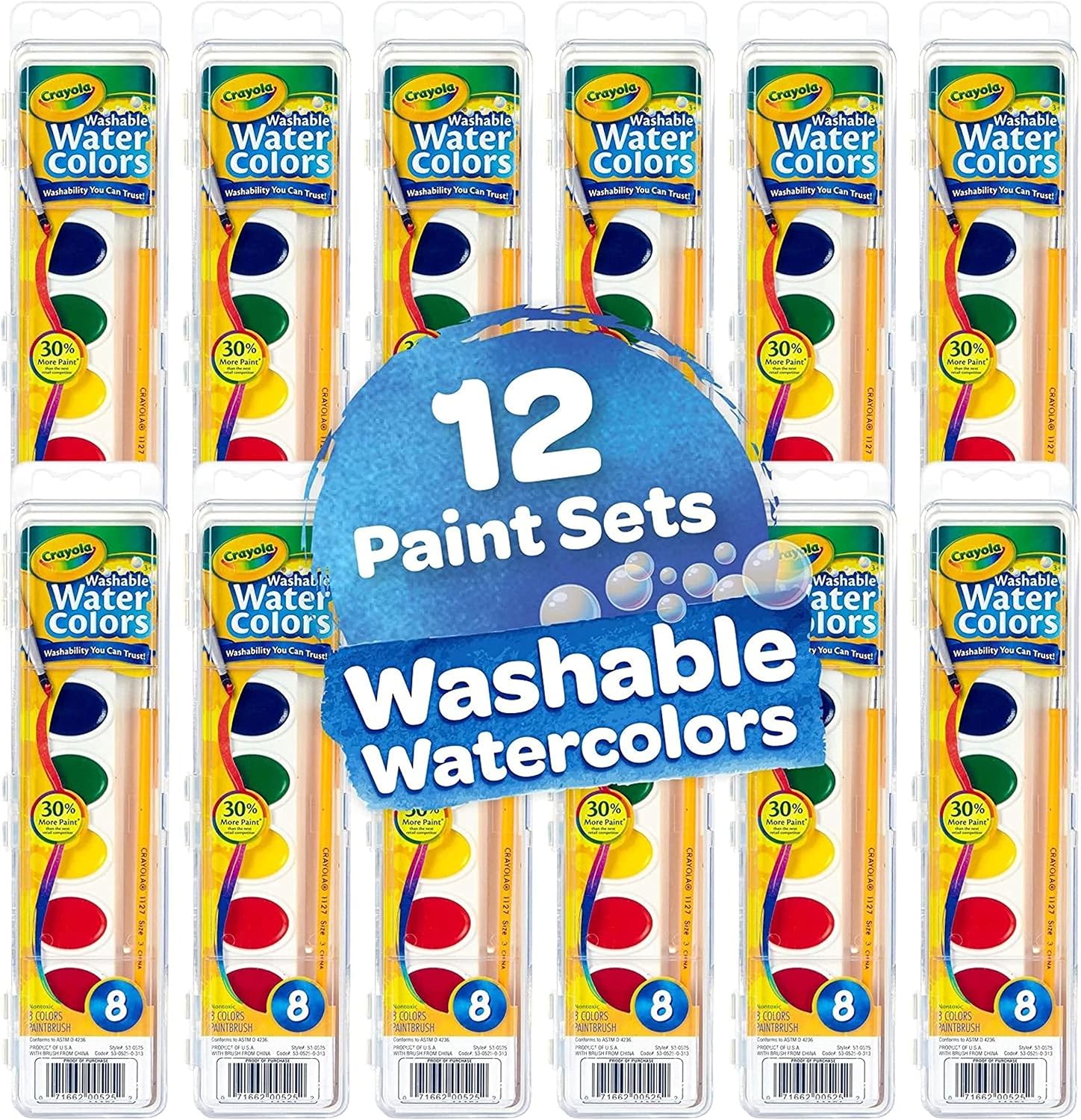 Crayola Washable Watercolor Paint Sets, Bulk Art Supplies for Teacher 12ct