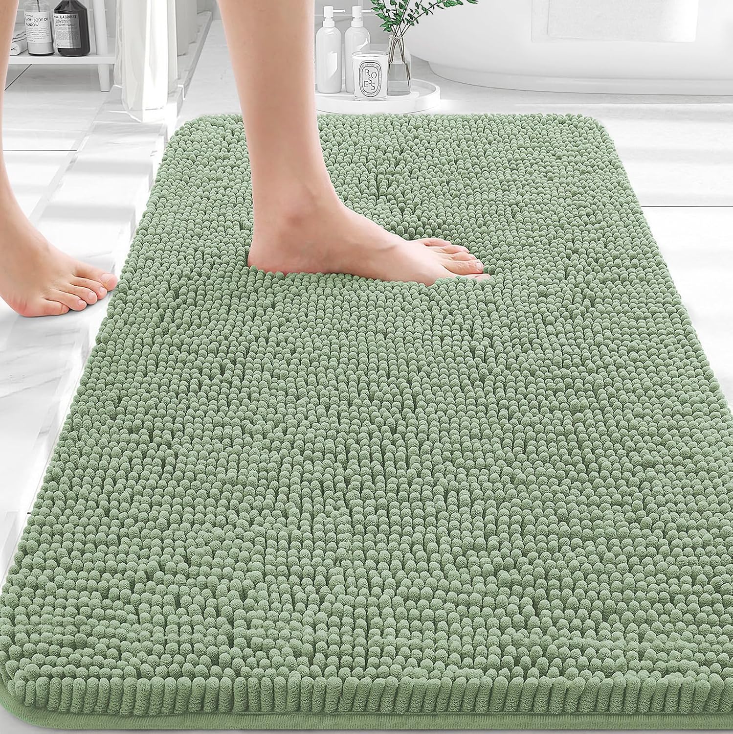 OLANLY Bathroom Rugs 32x20, Extra Soft Absorbent Chenille Bath Rugs