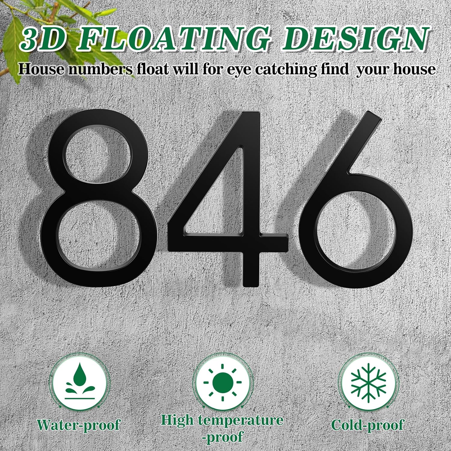 QPMWDBSZ 6 Inch Floating House Number For Outside, Anti-Rust Modern Numbers
