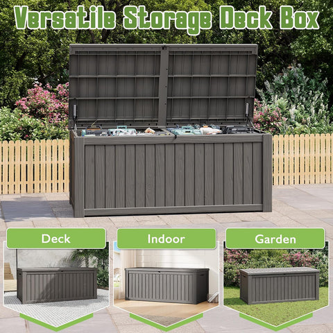 Outdoor Storage Waterproof Deck Box for Patio (230 Gallon, Grey)