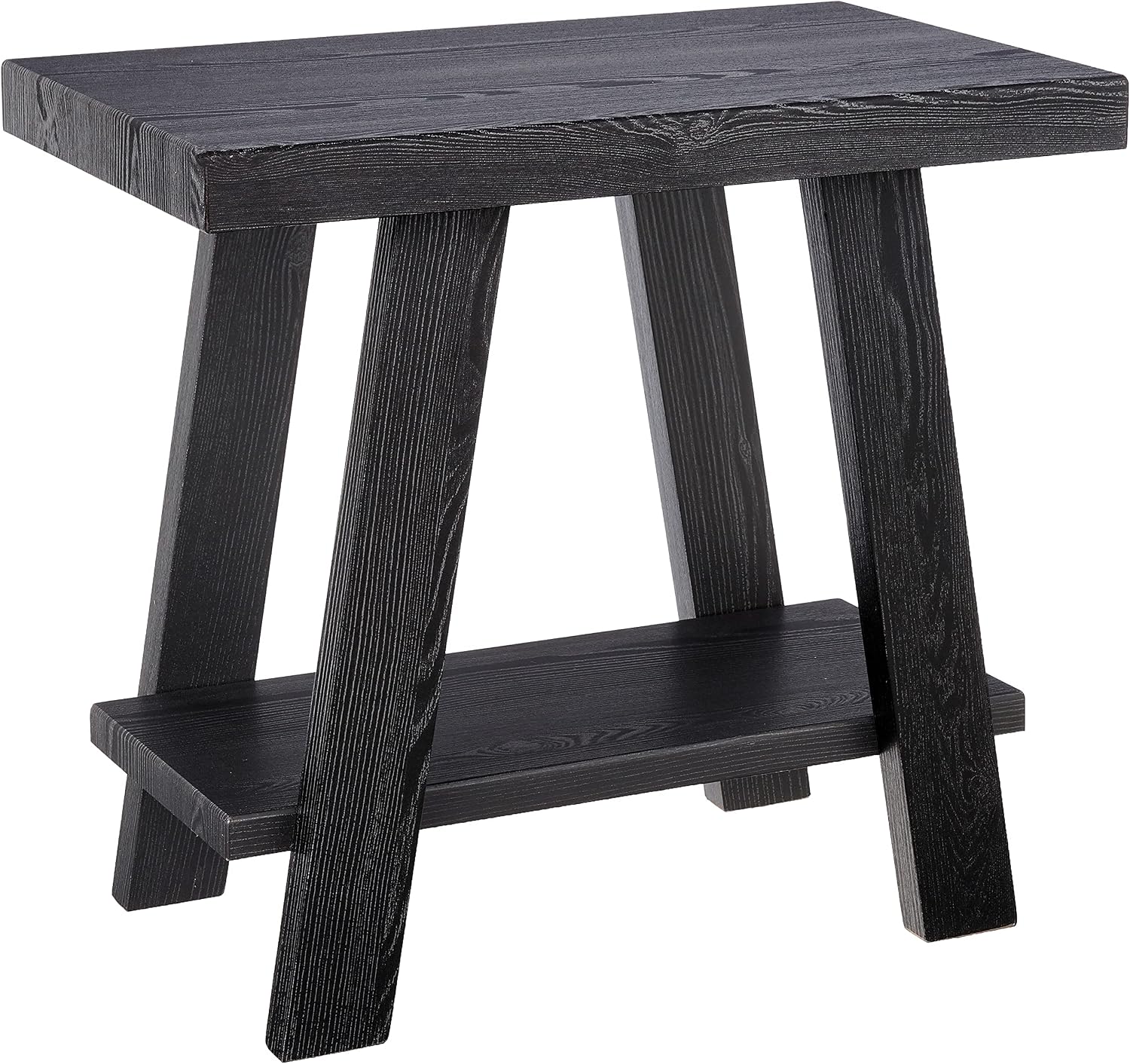 Roundhill Furniture Athens Contemporary Two-Tone Wood Shelf Side Table, Weathered Gray and Beige