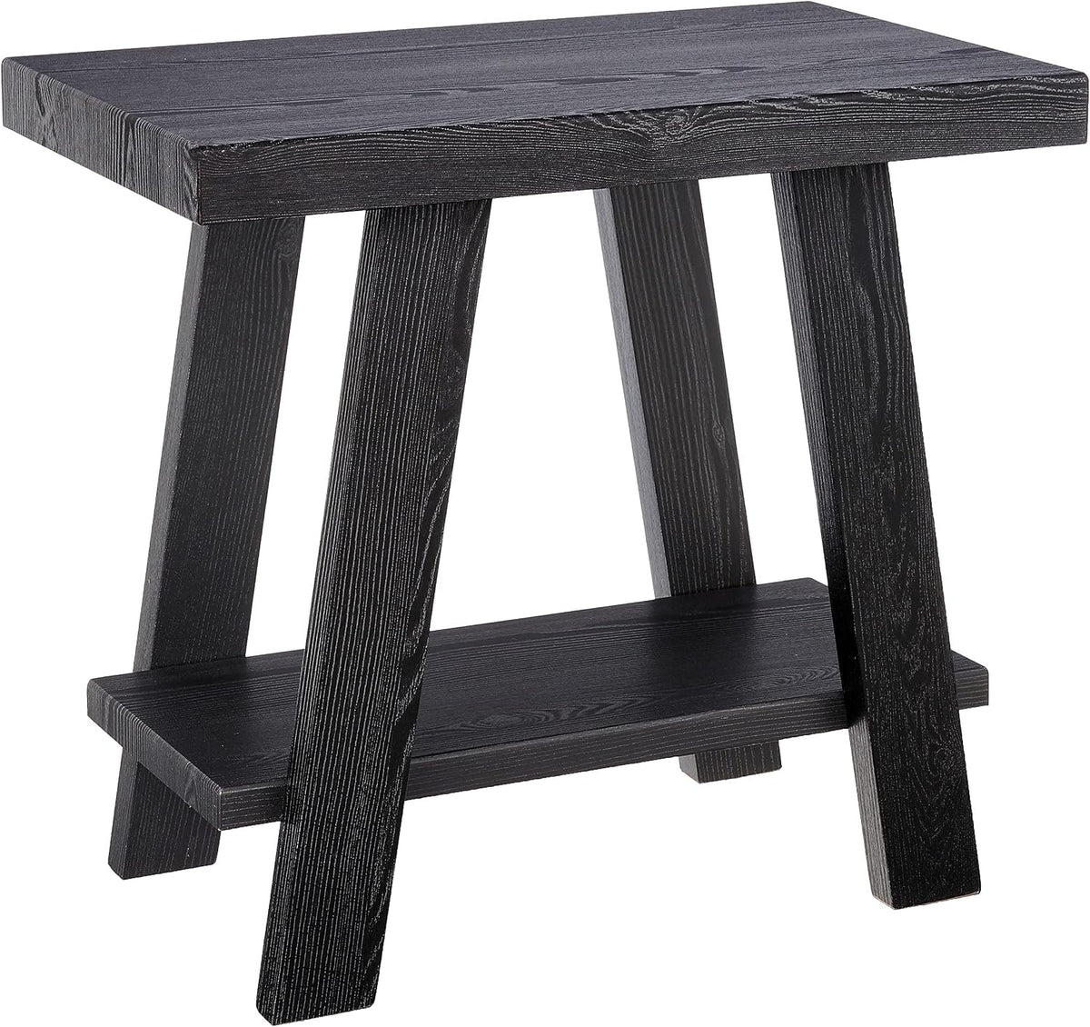 Roundhill Furniture Athens Contemporary Two-Tone Wood Shelf Side Table, Weathered Gray and Beige