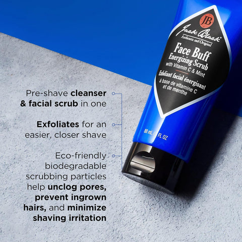 Jack Black Face Buff Energizing Scrub - Mens Pre Shave Cleanser & Scrub, Exfoliating Face Wash