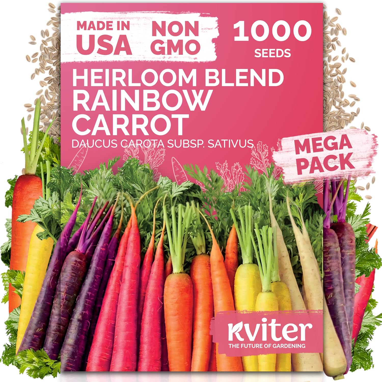 1,000 Rainbow Carrot Heirloom Vegetable Seeds for Planting, Daucus Carota
