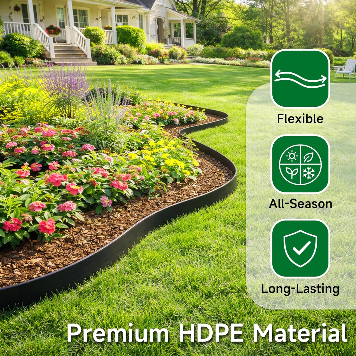 Gardzen 1.5" x 60' Landscape Edging Kit