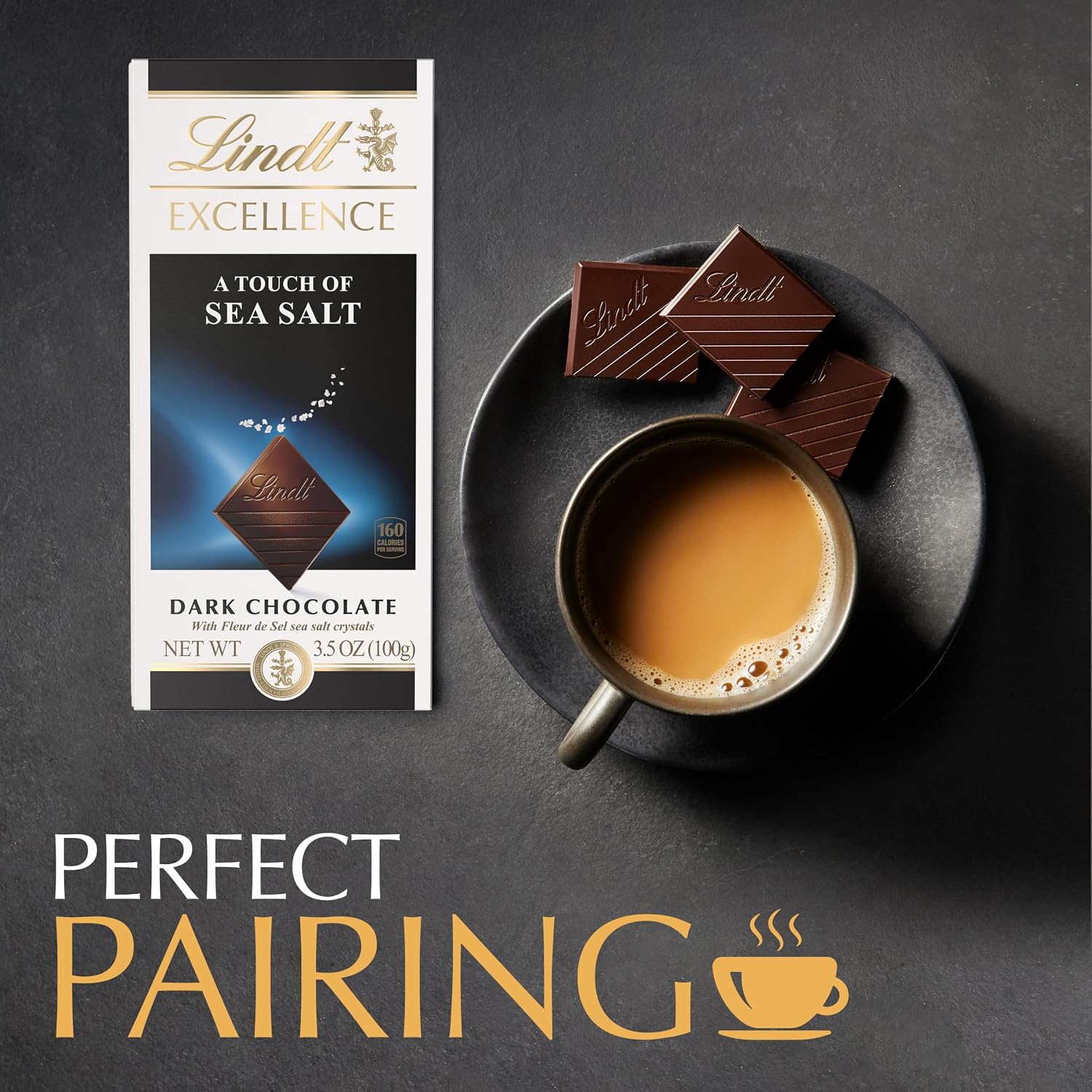 Lindt EXCELLENCE Sea Salt Dark Chocolate Candy Bar, 3.5 oz., 12 Pack