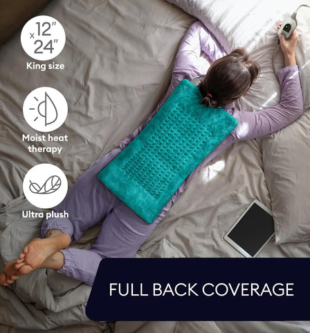 GENIANI Electric Heating Pad for Back Pain & Cramps Relief, Electric Throw, Self Care Gifts for Women, Heating Pad for Neck & Shoulder, Machine Washable Microplush, Auto Shut Off12×24", Viridian Green