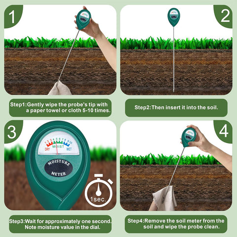 XLUX Long Probe Plant Soil Moisture Meter, Indoor Outdoor use, Battery-Free