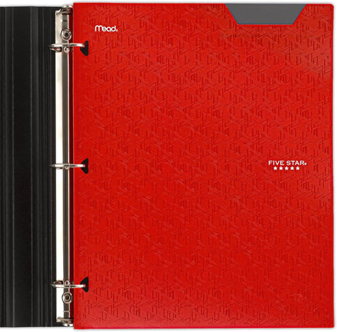 Five Star 2-Pocket Folder, Plastic Folder with Stay-Put Tabs, Fits 3-Ring Binder, Holds 8-1/2" x 11" Paper, Fire Red (333420D-ECM)