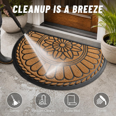 Mibao Half Round Door Mat, 47"x32", Yellow, Semicircular Entrance