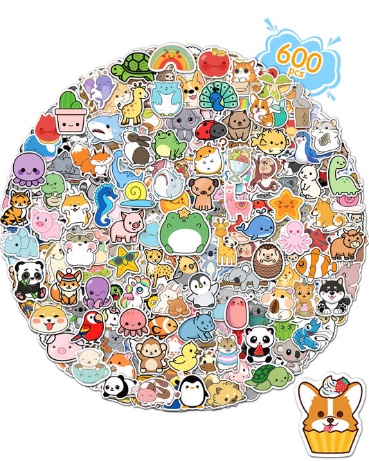 600 PCS Cute Stickers for Kids, Water Bottle Stickers Waterproof Vinyl Stickers for Students Scrapbook Laptop Classroom Teachers Prizes Kawaii Sticker Packs for Kids Teens Girls