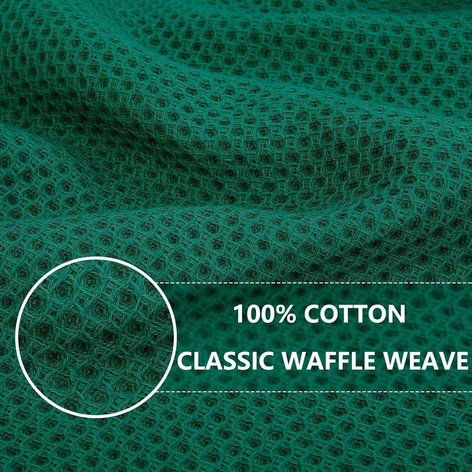 Homaxy 100% Cotton Waffle Weave Kitchen Dish Towels 6-Pack, Dark Green