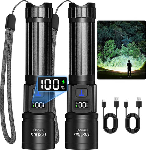 TrixHub Rechargeable Flashlights 2 Pack Super Bright High Lumens Flashlight
