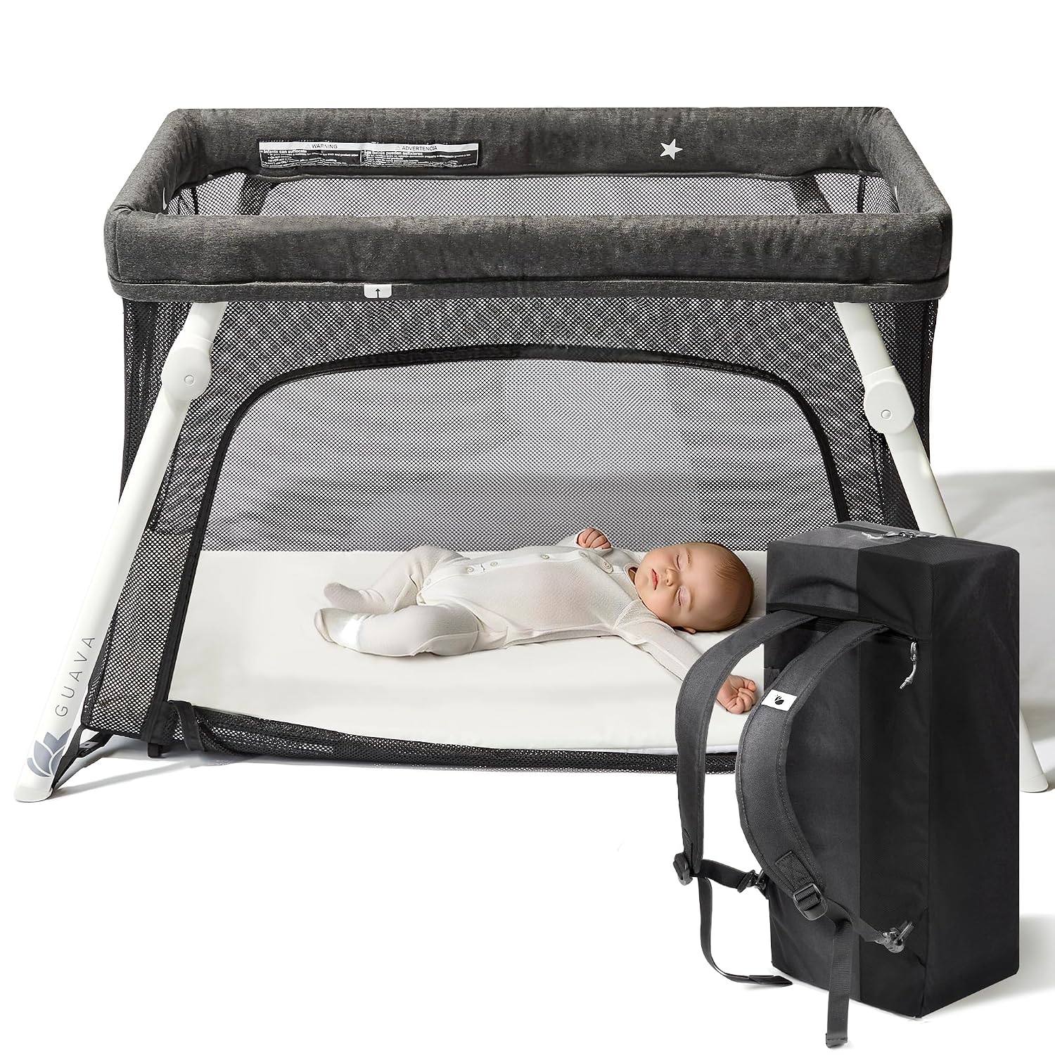 Guava Lotus Travel Crib with Lightweight Backpack Design | Baby Travel Bed
