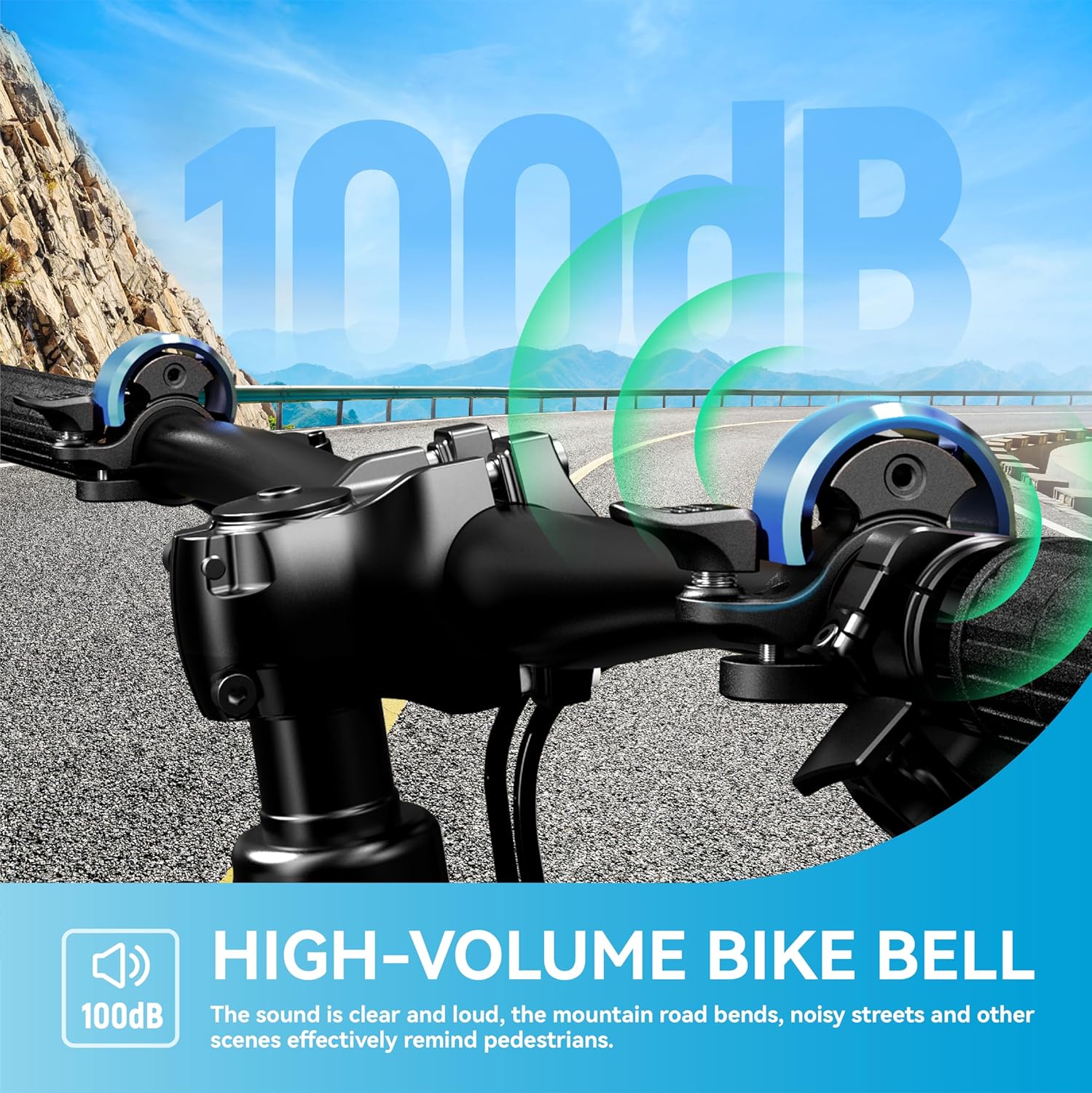 Greallthy Loud Bike Bell for Adults Kids Fit 0.75-1in Handlebar