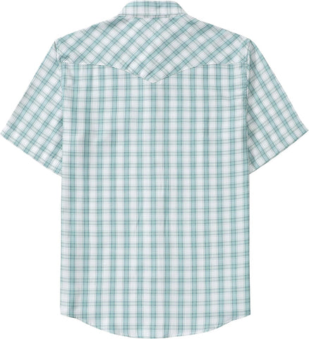 Dubinik® Viscose Made from Bamboo Mens Short Sleeve Shirts Plaid Shirt Western Cowboy Pearl Snap Casual Plaid Shirts for Men