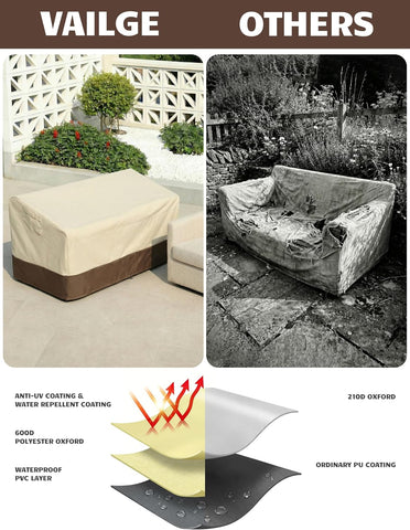 Vailge Patio Loveseat Cover 2-Seater & Outdoor Sofa Couch Cover Waterproof