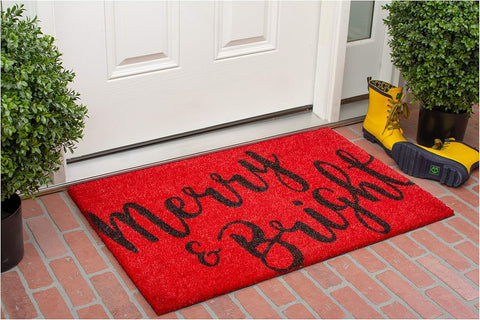 Calloway Mills 104973048 Merry & Bright Doormat, 30" x 48", Red/Black