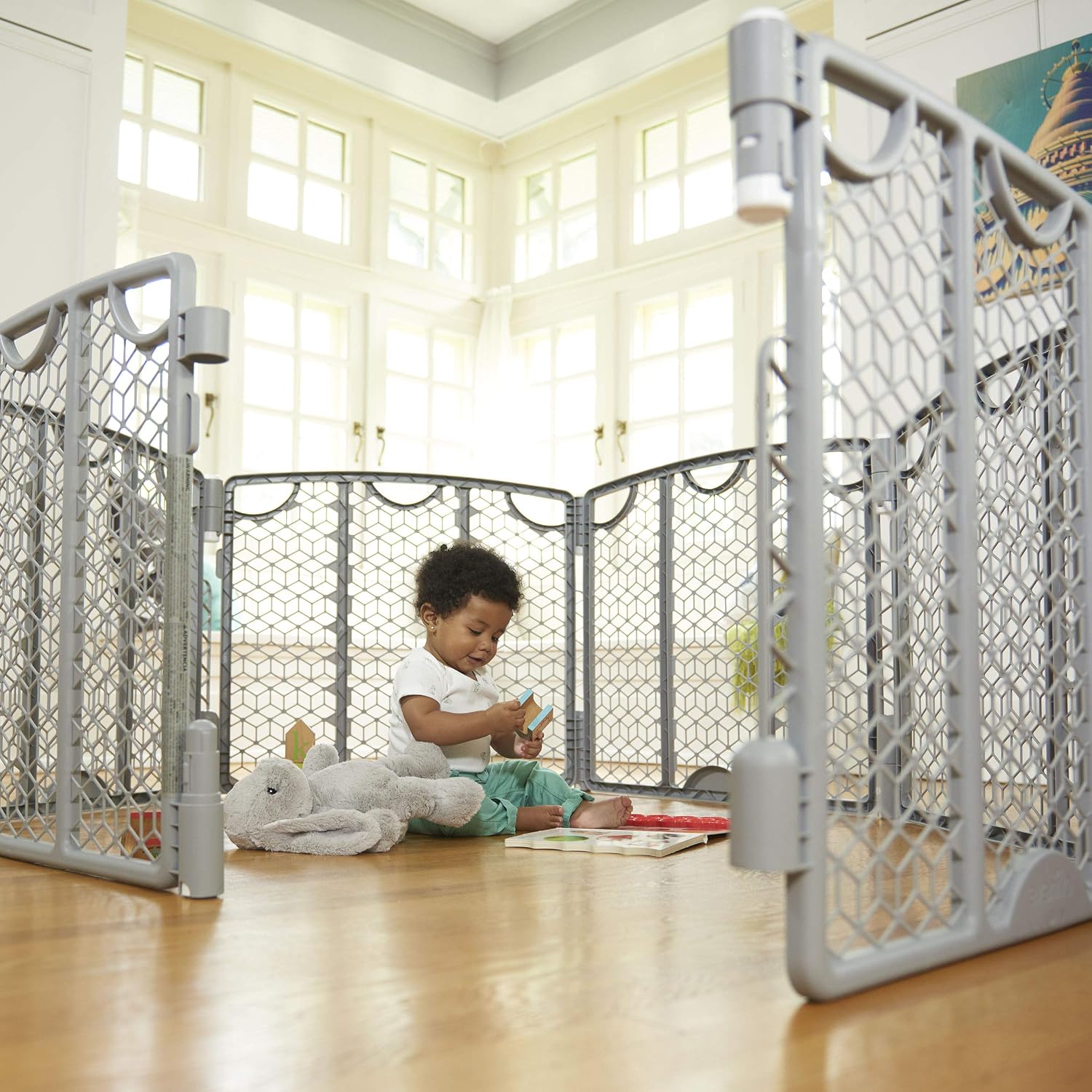 Evenflo Versatile Play Space Adjustable Play Area, 6-Panel (Cool Gray)