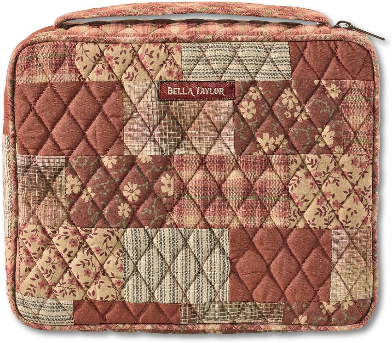 Bella Taylor Bible Cover, Quilted Bible Case, Burgundy Patch