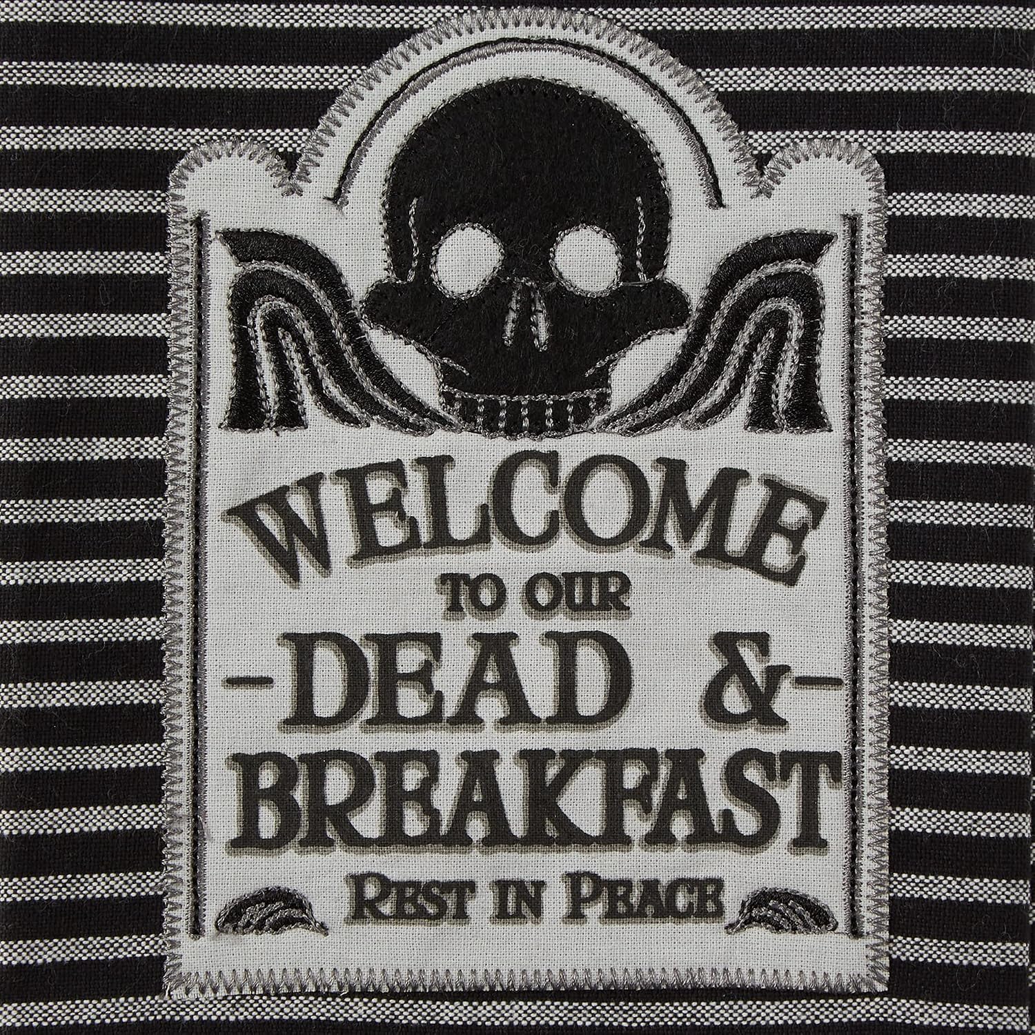 DII Happy Halloween Dishtowel Collection Embellished Cotton Kitchen Hand Towel Set, 18x28, Skull Damask/Haunted House, 3 Count