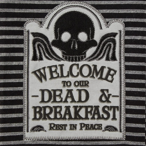 DII Happy Halloween Dishtowel Collection Embellished Cotton Kitchen Hand Towel Set, 18x28, Skull Damask/Haunted House, 3 Count