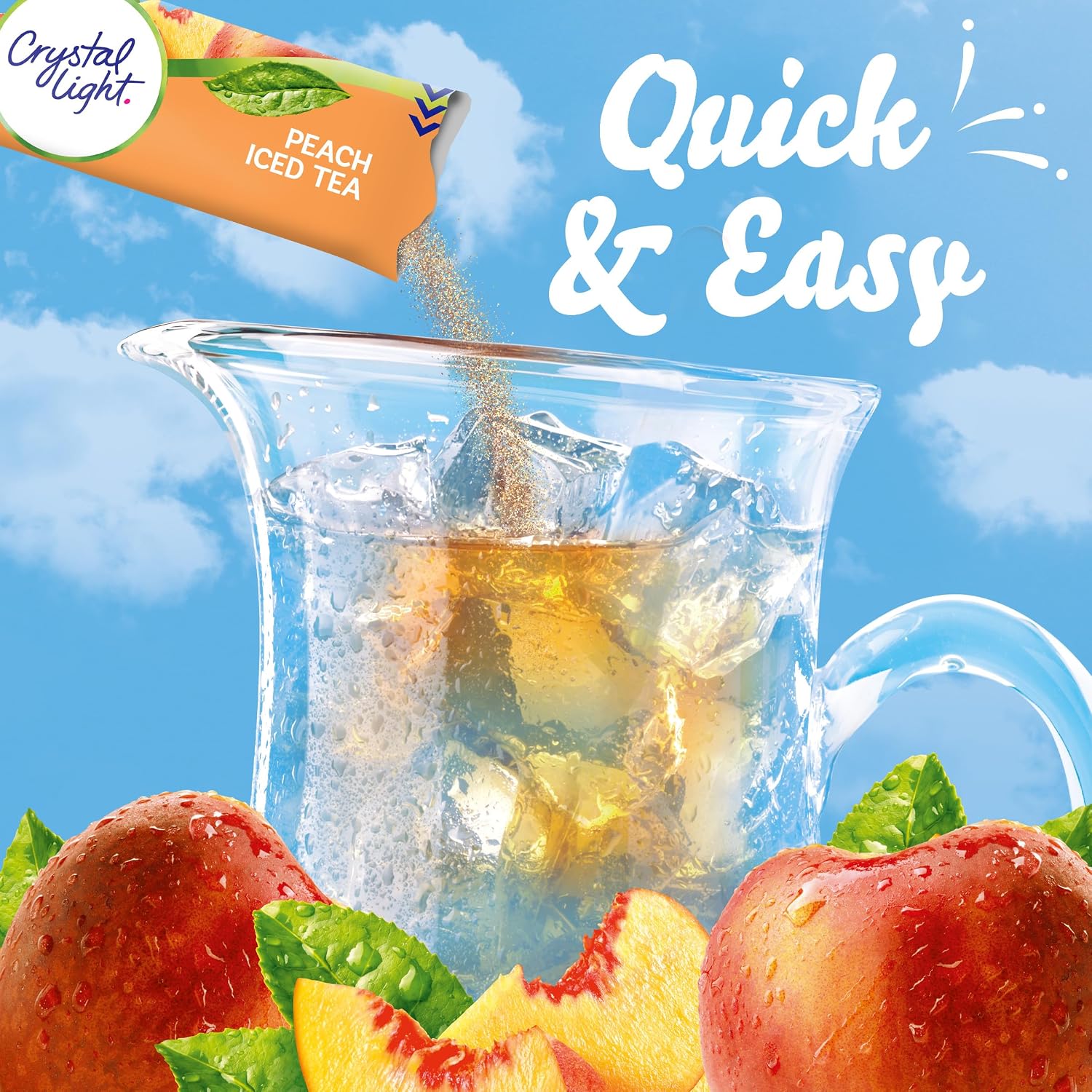 Crystal Light Drink Mix, 72 Pitcher Packets, for Flavorful Hydration and Shareable Refreshment, Artificially Flavored Peach Iced Tea, Made with Black Tea, 1.5 oz each