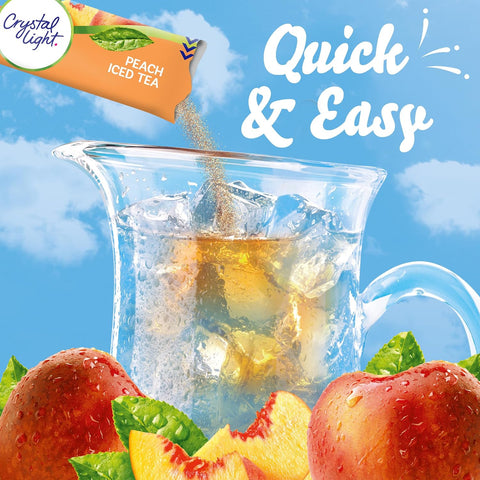 Crystal Light Drink Mix, 72 Pitcher Packets, for Flavorful Hydration and Shareable Refreshment, Artificially Flavored Peach Iced Tea, Made with Black Tea, 1.5 oz each