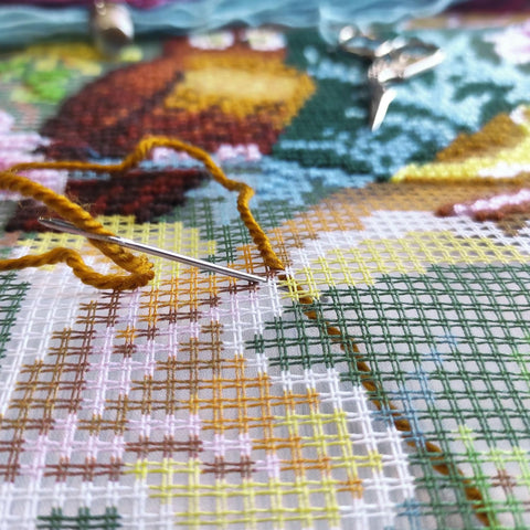 Brvsk Tapestry Needlepoint Kit for Adults and Beginners — Owl by John Henry Dearle 16″ × 16″ with Clear, Precise Printed Design on Cotton Canvas; Includes 2 Needles, Yarn, and Easy-Read Chart