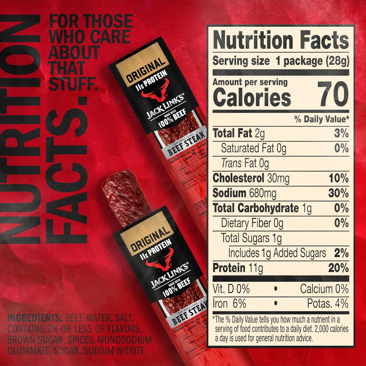 Jack Link’s Premium Cuts Beef Steak, Original, 1 oz., 12 Count – Great Protein Snack 11g of Protein and 1g of Carbs per Serving, Premium Beef