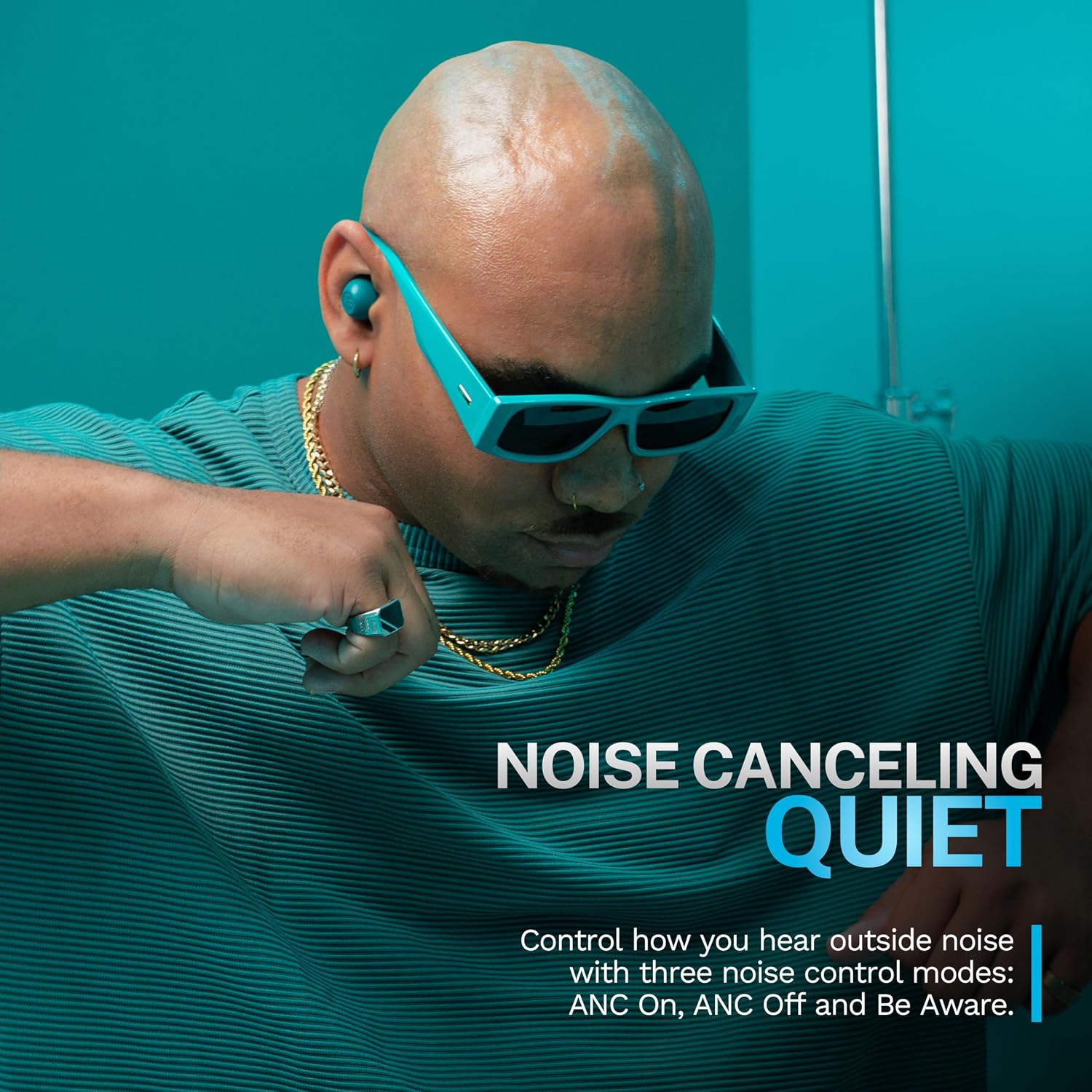JLab Go Pop ANC, True Wireless Earbuds, Active Noise Cancelling, Bluetooth Earbuds with Charging Case, Teal