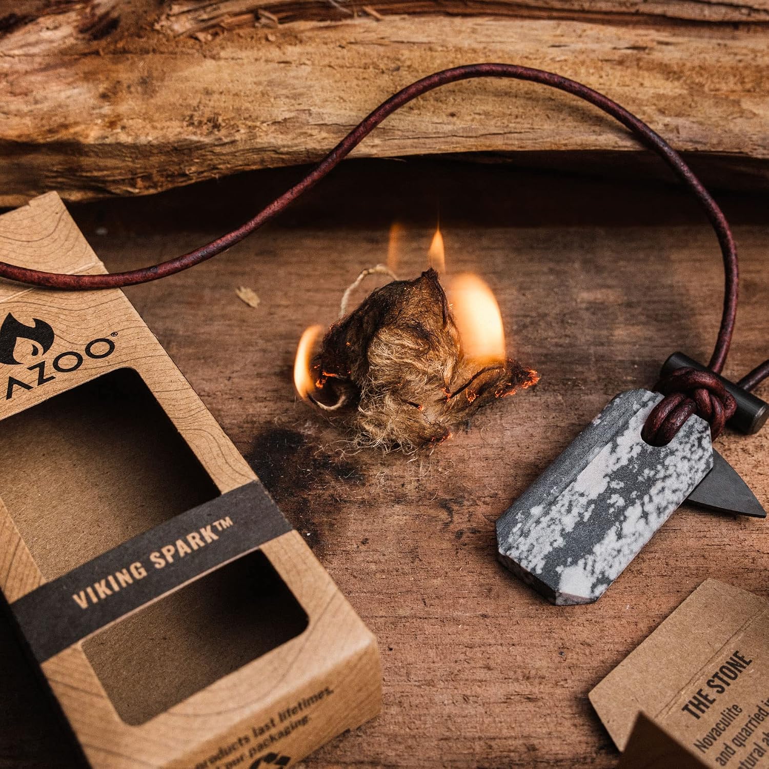 Wazoo Gear Viking Spark™ Whetstone & Firestarter Necklace
